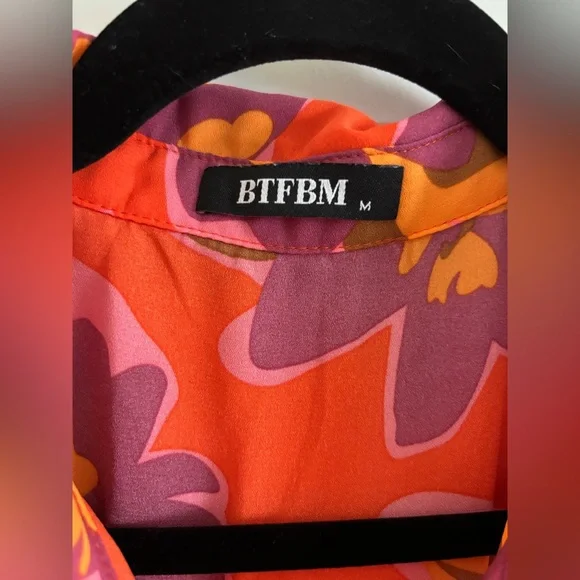BTFBM Colorful & Floral Lightweight Button Down Long Sleeve Blouse - Picture 4 of 11